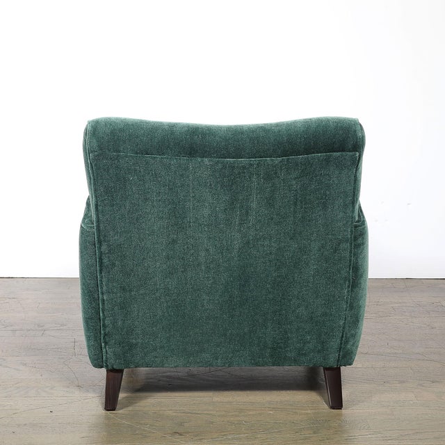 Green Pair of Mid-Century Curvilinear Green Mohair Lounge Chairs W/ Ebonized Supports For Sale - Image 8 of 15
