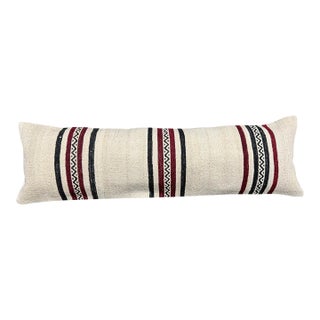 Turkish Hemp Pillow Cushion Natural Beige Black Cushion Cover 14"x45" For Sale