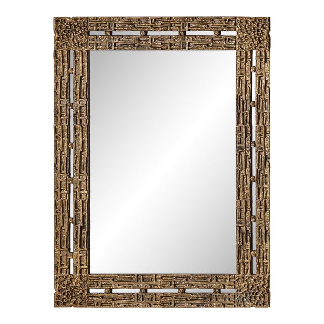 Brass Mirror, Attributed to Luciano Frigerio, Italy, 1970s For Sale