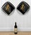A Pair of 1950's Atomic Era Aluminum Wall Plaques Concaved Polished Aluminum with Black & Gold Enameled Centers Shows a...