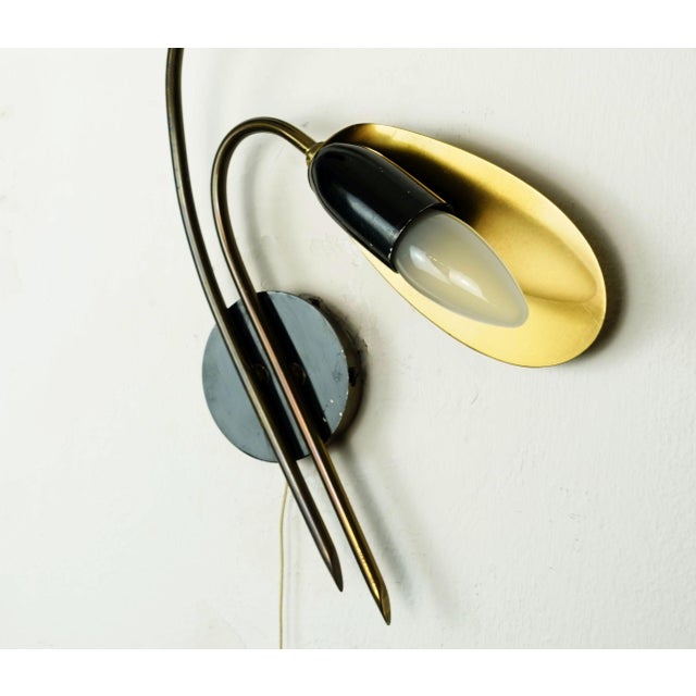 Mid-Century Sconces Wall Lamps in Brass and Black Metal, 1950s, Set of 2 For Sale - Image 6 of 12