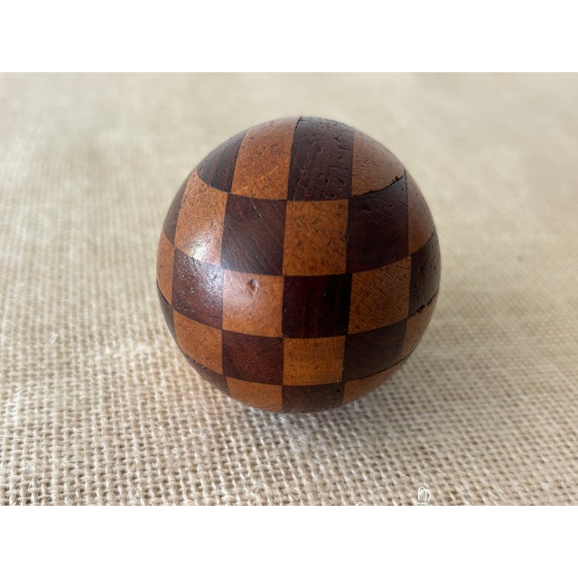 Wood Antique Arts & Crafts Intarsia Inlay Turned Wood Darning Eggs, Set of 5 For Sale - Image 7 of 18