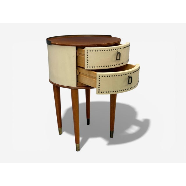Halvdan Petterson, Nightstands, Leather, Beech, Brass, Sweden, 1950s For Sale - Image 9 of 14