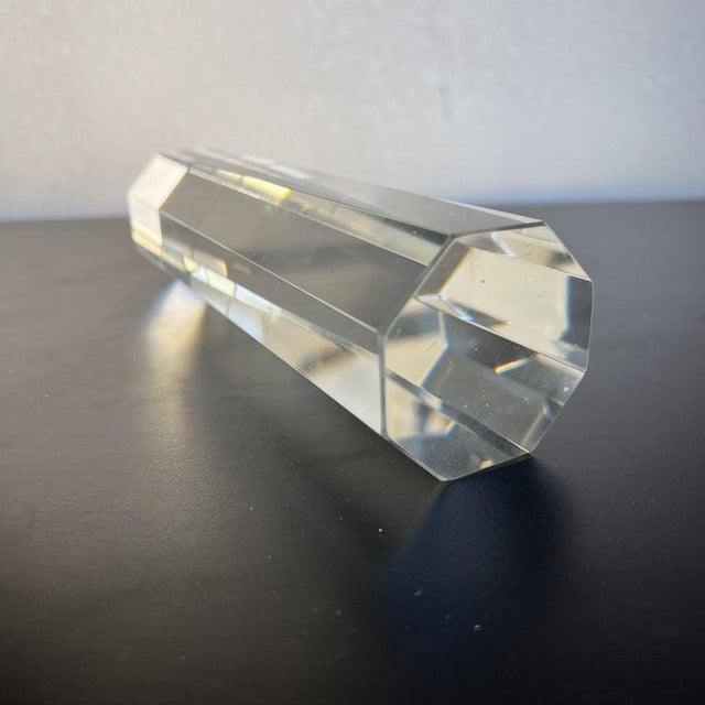 Modern Crystal Glass Paperweight, Octagonal Pillar, Late 20th Century For Sale - Image 10 of 14