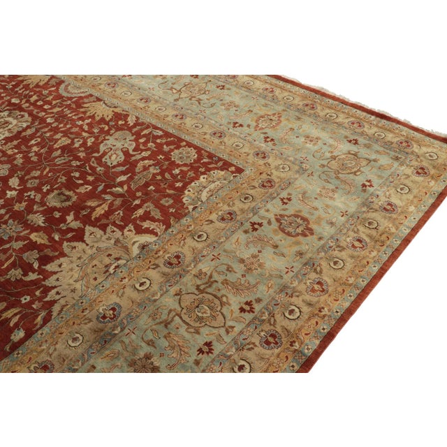 2010s Rug & Kilim’s Classic Tabriz Style Rug With Beige & Blue Florals on Rust Red For Sale - Image 5 of 5