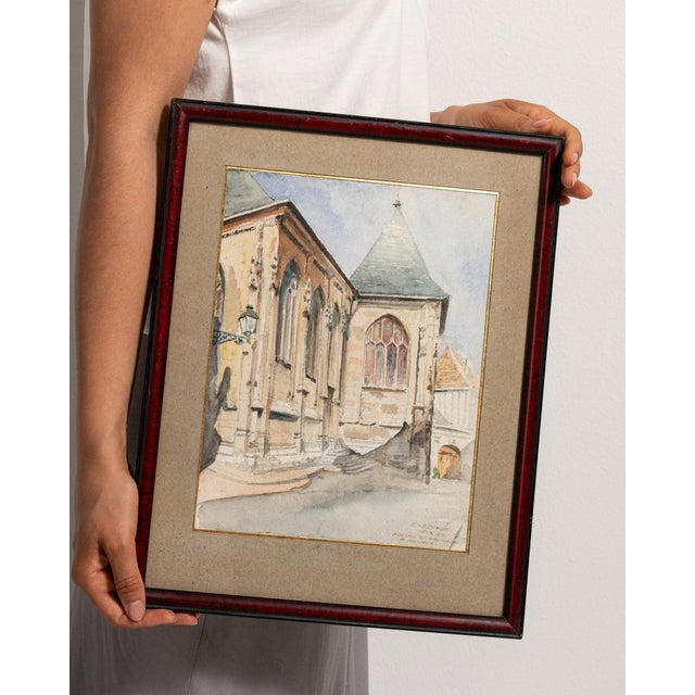 A watercolor by E. Lesage, dating to the 20th century. Presented under glass in its original frame, ready to hang. A...