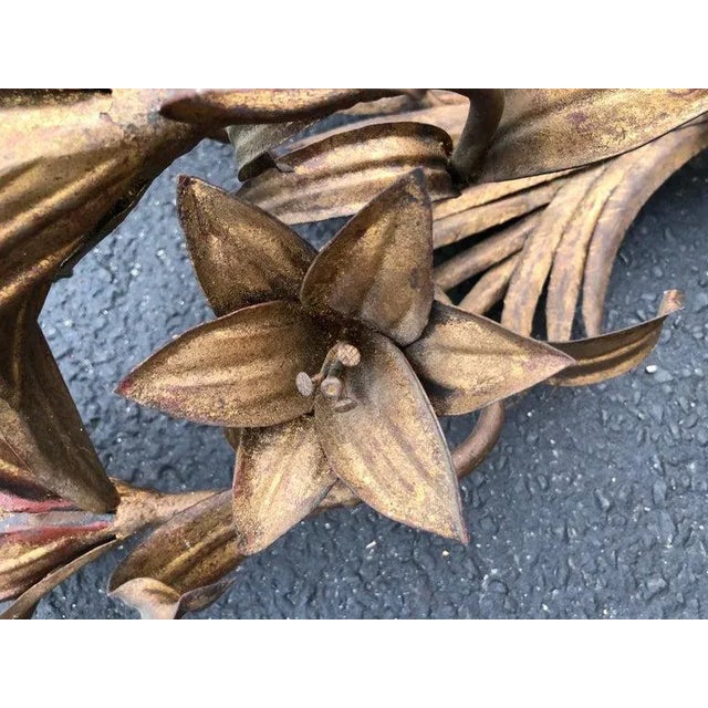 Metal Large Italian Gilt Iron Floral Wall Sconce For Sale - Image 7 of 12