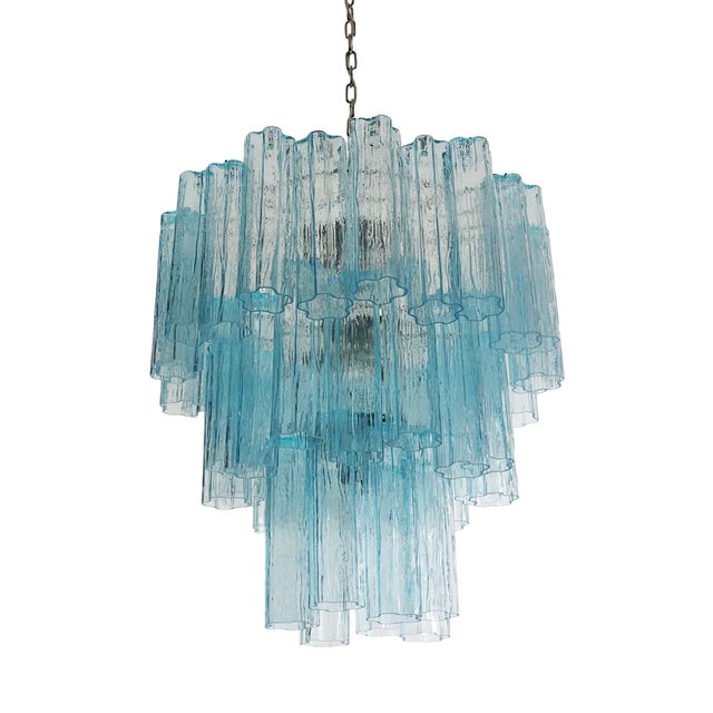 Three-Tier Murano Glass Tube Chandelier, 1990 For Sale
