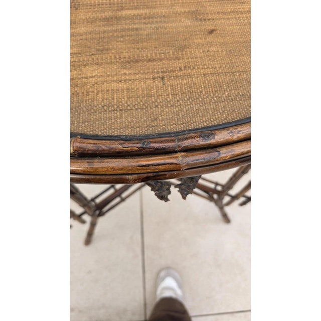 Antique French Bamboo Side Table Japonisme Aesthetic Movement Oval Rattan Cane Occasional Table Victorian Chinoiserie Furniture For Sale - Image 16 of 17
