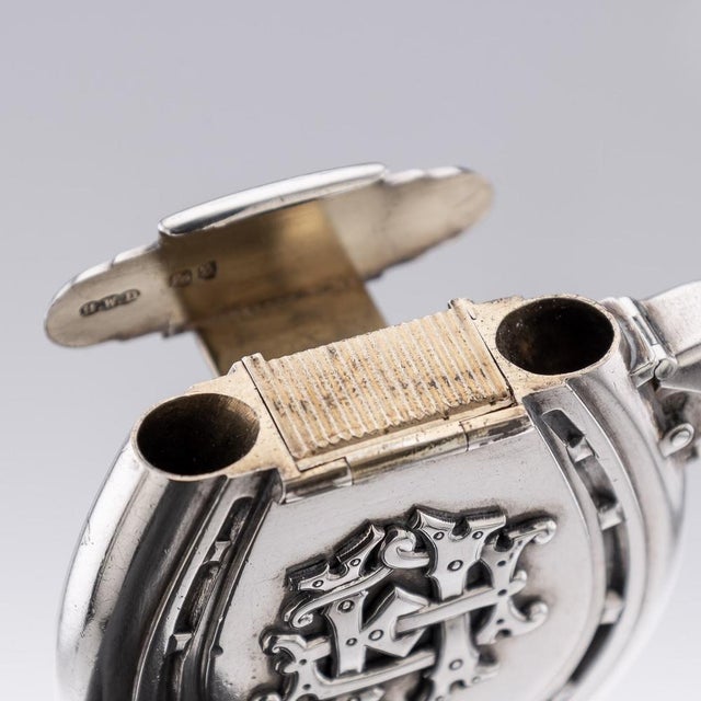 Silver Victorian Silver Lighter and Vesta Case, London, 1853, Set of 2 For Sale - Image 8 of 14