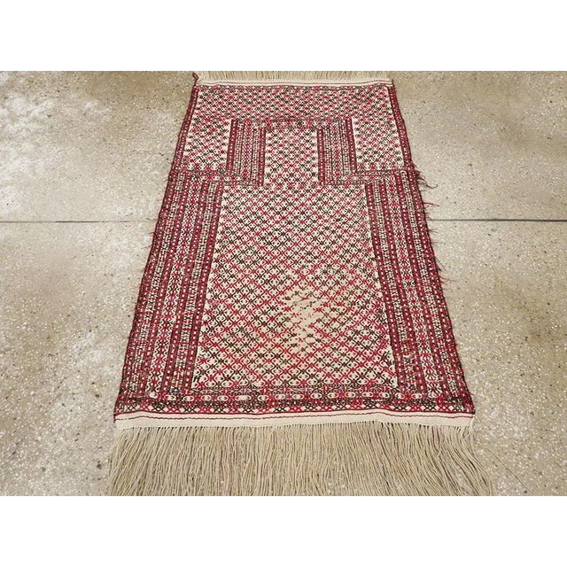 Shabby Chic Shabby Chic Early 20th Century Handmade Antique Central Asian Turkoman Tribal Flatweave Kilim Throw Rug For Sale - Image 3 of 8