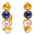 18K Yellow Gold Cabochon Citrine Topaz Rose Quartz Hoop Earrings Estate For Sale