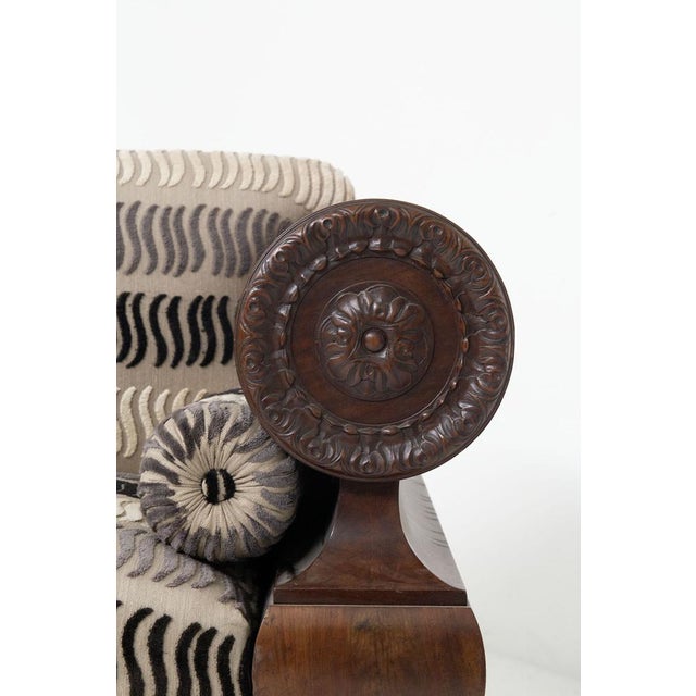 Beige Antique Biedermeier Sofa in Velvet Fabric and Carved Wood, 1900s For Sale - Image 8 of 14