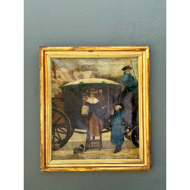 Realism Vintage Framed Carriage Scene Oil Painting For Sale - Image 3 of 12