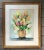 A numbered Schumacher botanical still life print. This wonderous watercolor print features tulips, snapdragons, and aster...
