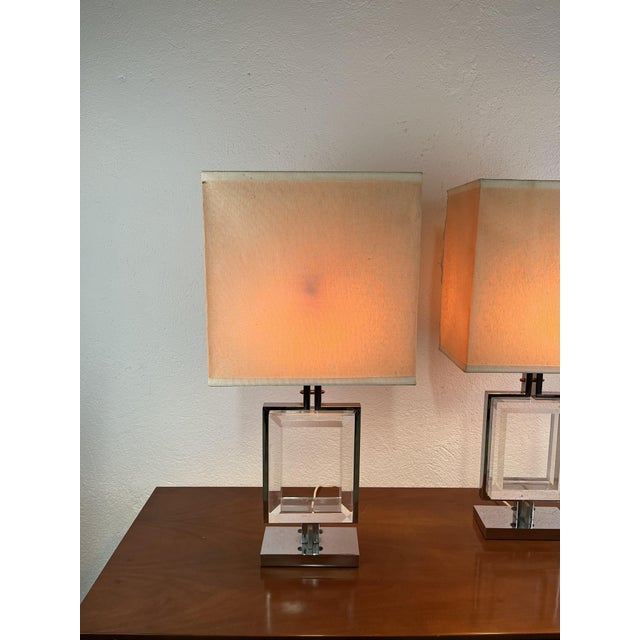 1970s Vintage Table Lamps in Acrylic Glass and Chromed Metal from Banci Firenze, 1970s, Set of 2 For Sale - Image 5 of 9