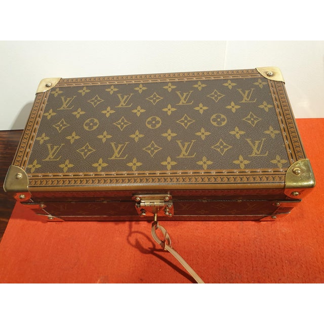Watch Case in Monogram Canvas with Studded Leather Finishes and Gold Brass Corners from Louis Vuitton, 2000s For Sale - Image 3 of 6