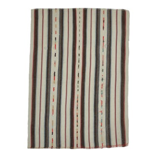 1970s Vintage Handmade Wool Cotton White Area Rug For Sale