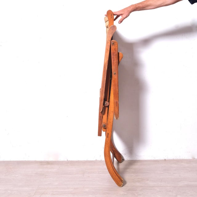 Vintage Italian Deck Chair in Beech and Jute, 1950s For Sale - Image 16 of 18