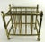 Chic brass Canterbury magazine rack, of squared and tubular brass construction with hooded ball coaster feet. Nice clean,...