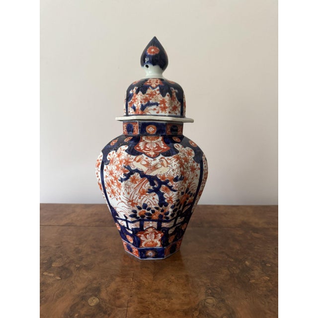 Ceramic Large Antique Japanese Imari Lidded Vases, 1900, Set of 2 For Sale - Image 7 of 10