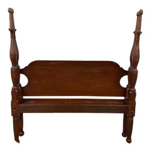 Vintage Full Size Traditional Poster Headboard and Footboard With Acorn Finials