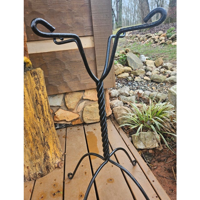 Vintage Twisted Stem Wrought Iron Plant Stand For Sale - Image 9 of 12