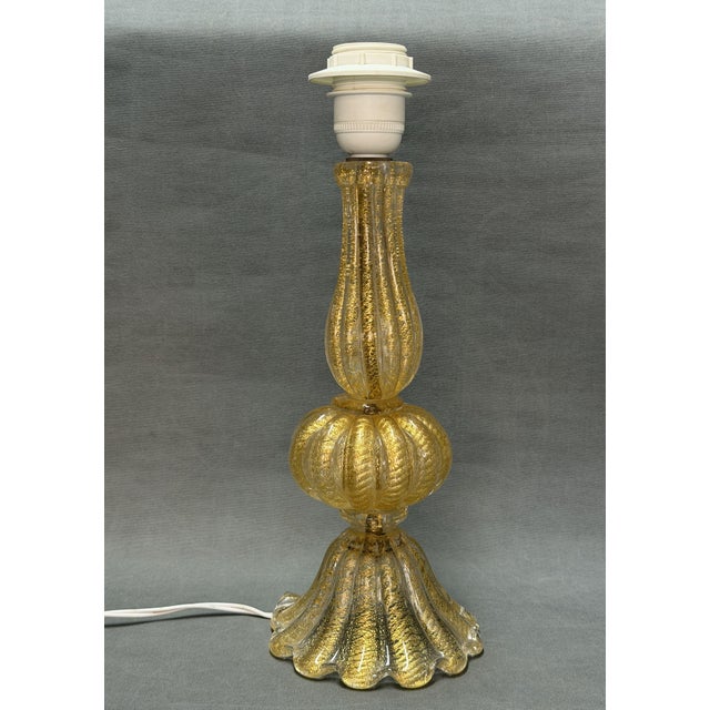 Glass Cordonato d'Oro Table Lamp in Murano Glass from Barovier & Toso, 1960s For Sale - Image 7 of 7