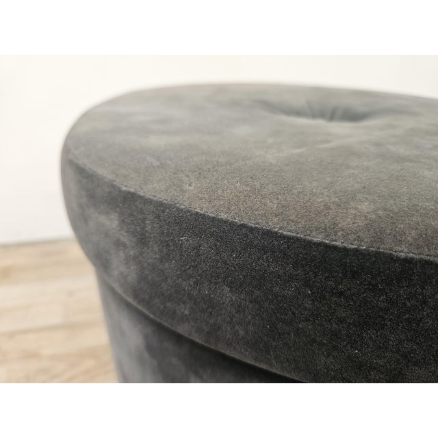 1960s Mid-Century Italian Round Velvet Stool, 1960s For Sale - Image 5 of 13