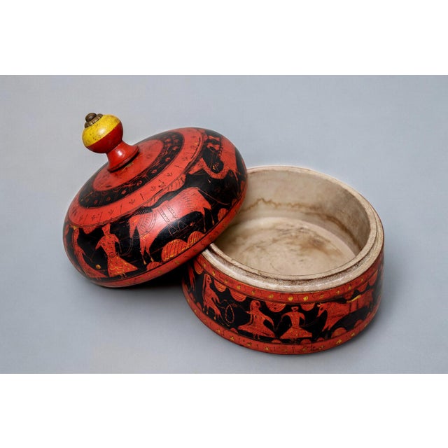 Red Vintage Handpainted Wooden Lacquerware Spice Box,, 1950s For Sale - Image 8 of 13