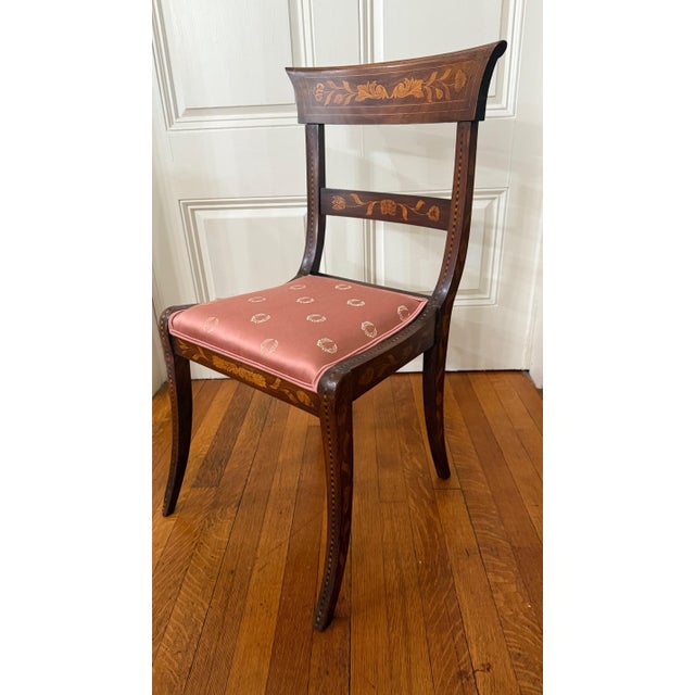 Traditional Late 19th Century Dutch Regency Satinwood & Mahogany Marquetry Side Chair For Sale - Image 3 of 11
