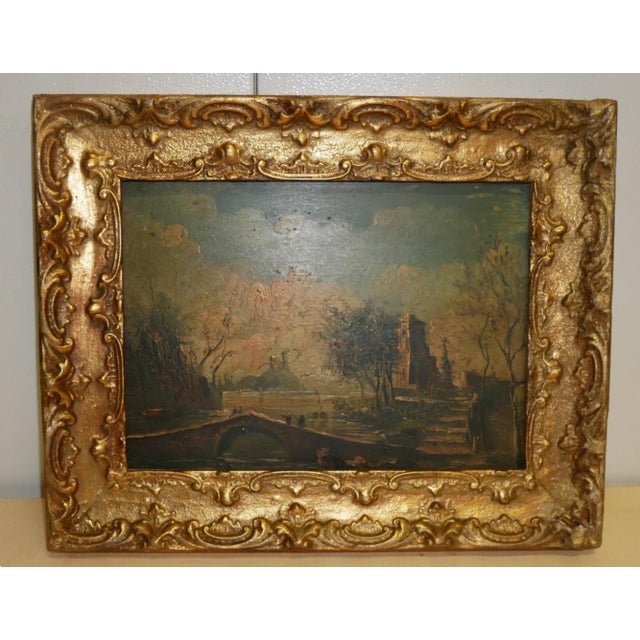 River Landscape, Oil Painting, 1800s For Sale - Image 8 of 12