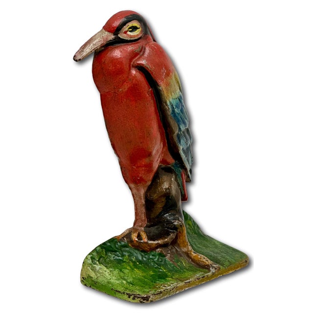 Outstanding & Rare Antique Beautifully Hand Painted Albany Foundry Cast Iron Heron Doorstop Circa 1920s For Sale In Boston - Image 6 of 18