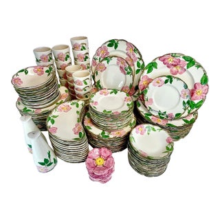 Mid-Century Americana Boho Chic Franciscan Desert Rose Dinnerware - 122 Piece Set For Sale