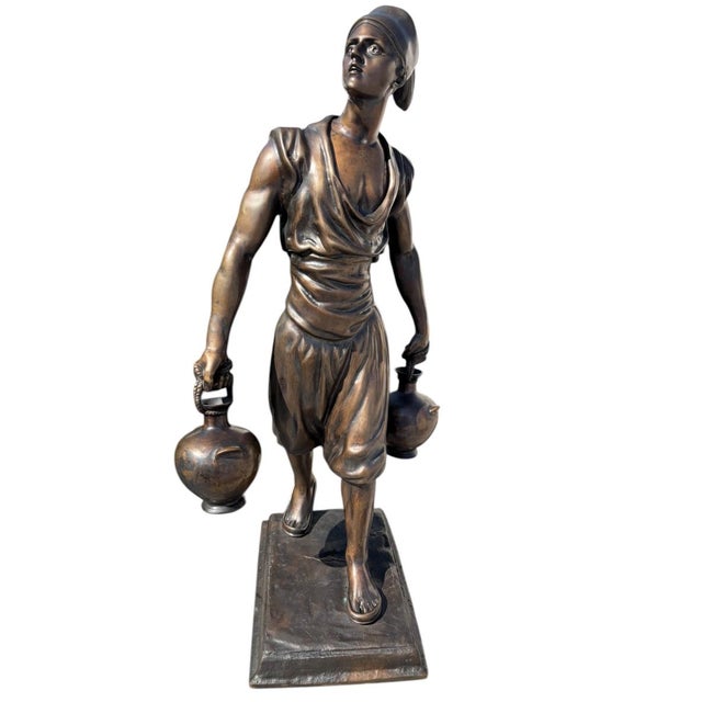 Large Sculpture Depicting a Water Carrier, 1950s, Bronze For Sale - Image 10 of 10