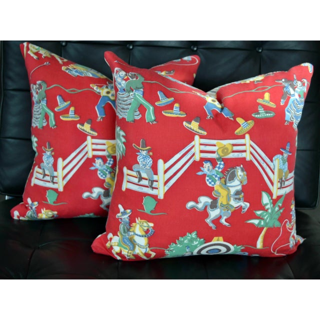 Textile 1940s Western Country Throw Pillows - A Pair For Sale - Image 7 of 9