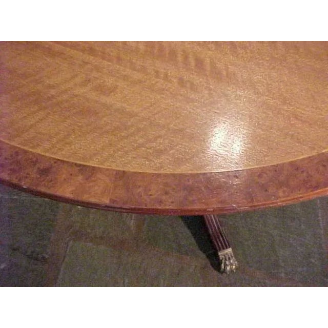 English Antique Tycoons Refined Detailed English George III Satinwood Burl Border Round Dining Table -19th C For Sale - Image 3 of 6