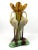 Majolica Antique Late 19th Century Portuguese Manuel Mafra Majolica Candlestick, Storks With Ochre Leaves & Green Base For Sale - Image 4 of 9