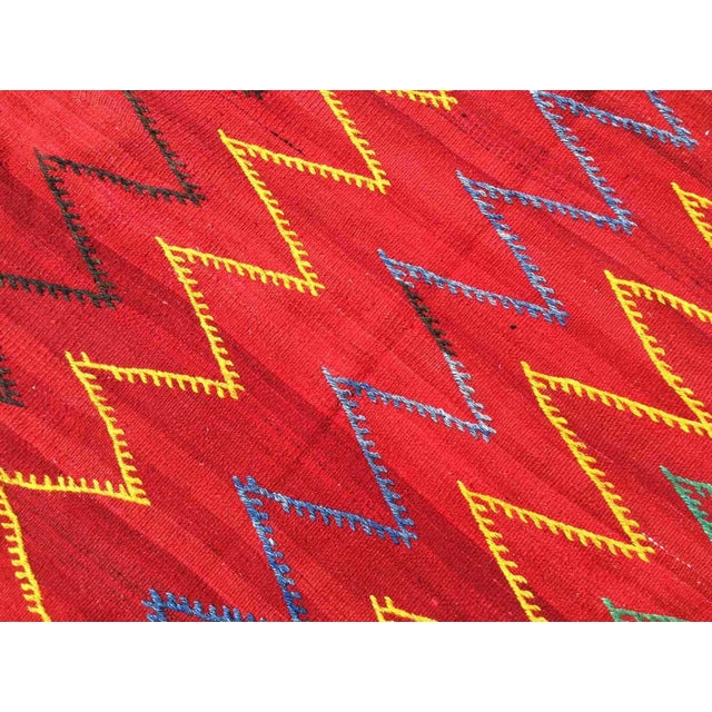 1960s Red Small Turkish Kilim Rug, 48" X 42" For Sale - Image 5 of 9