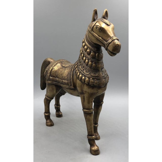 Vintage Handmade Brass Horse Statue, 1960s For Sale - Image 4 of 16