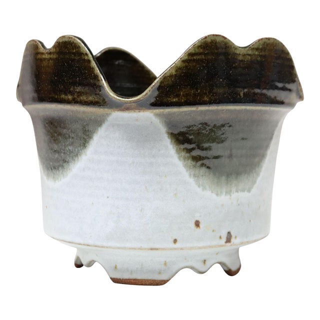 Vintage Blue and Green Studio Pottery Square Planter by Deanna Nichols For Sale