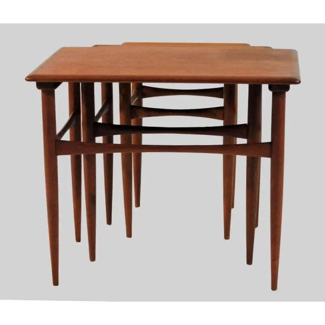 Wood Fully Restored and Refinished Danish Nesting Tables in Teak, 1960s, Set of 3 For Sale - Image 7 of 8