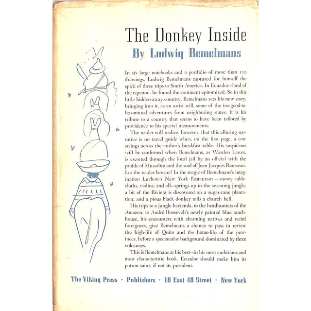 BEMELMANS, Ludwig [224] pp. The Viking Press 1941 8 5/8" x 6" Travelog of a trip to Ecuador made on commission from magazines