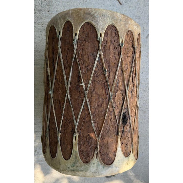 This monumental Pueblo drum is hand crafted and covered in pig skin.The size is perfect for a side table or end table.The...