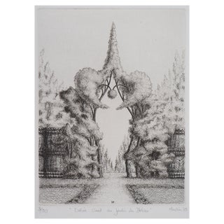 François Houtin, West Entrance of the Garden of Earthly Delights, 1979, Original Etching For Sale