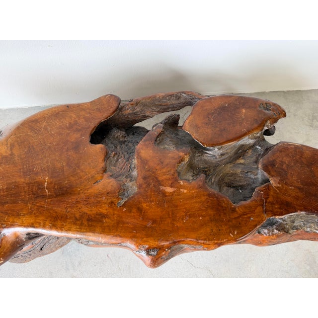 Exceptional 1960’s Mid-Century live edge coffee table, masterfully hand-carved from a single redwood burl root. This...