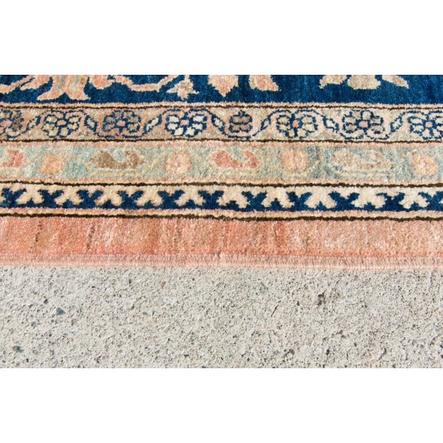 Textile 1990s Vintage Oushak Allover Salmon Navy Hand-Knotted Rug - 12’ X 18’1" For Sale - Image 7 of 10