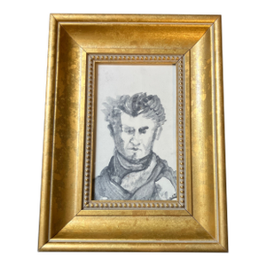 1970’s Original Abstract Portrait Painting Chunky Gold Frame