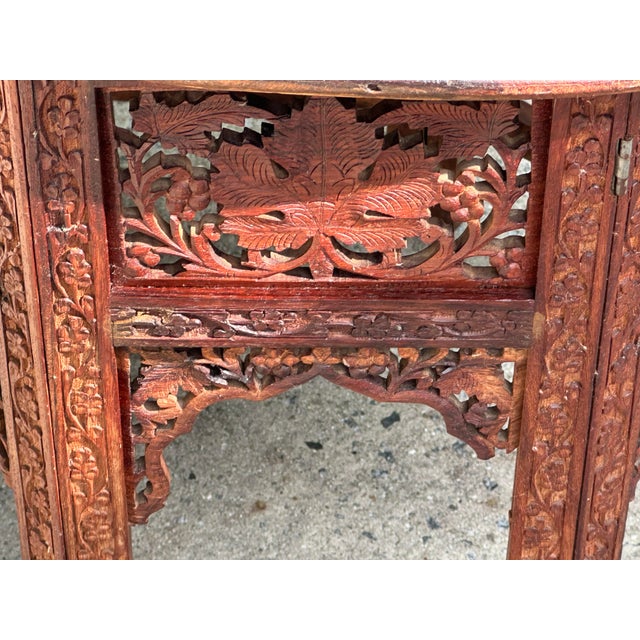 Vintage Anglo-Indian Moroccan Folding Table With Brass Inlay For Sale - Image 11 of 12