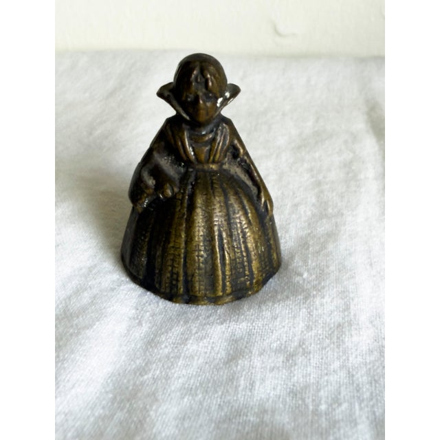 Vintage Dutch Girl Figural Brass Table Bell Novelty Desk Call Bell For Sale - Image 10 of 13